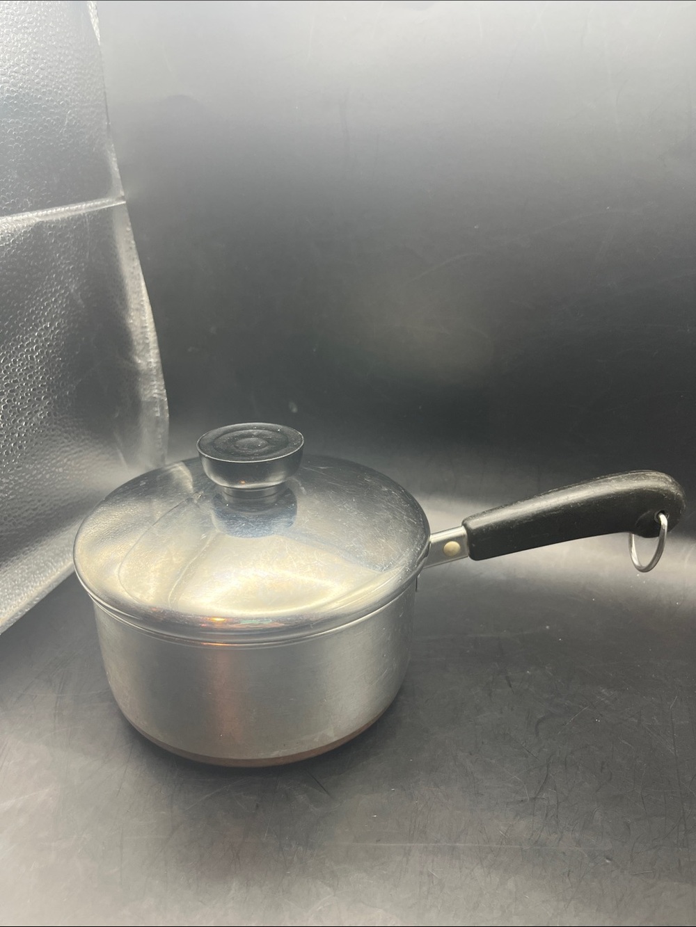 Vintage Revere ware 1 QT Aluminum Saucepan W. Lid — Black Handle